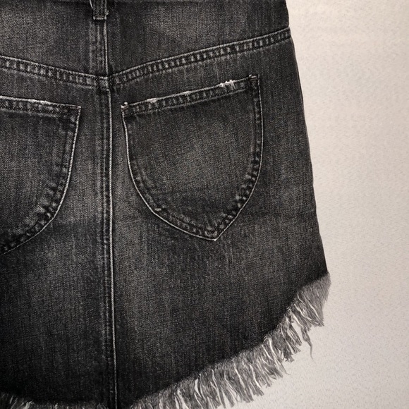 🔥Free people black denim mini skirt raw fringe hem - Picture 7 of 10